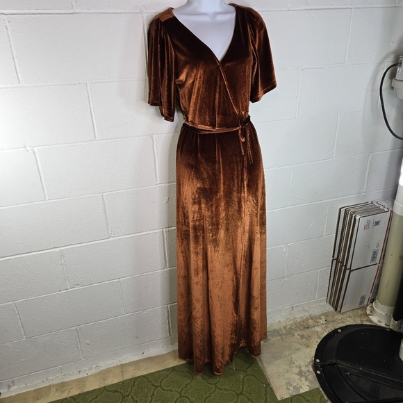 Baltic Born copper velour wrap long maxi dress - Picture 4 of 10